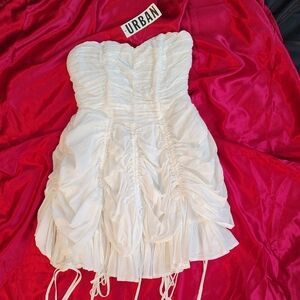 Urban Outfitters Kimchi Blue White Ethereal Ruched Dress